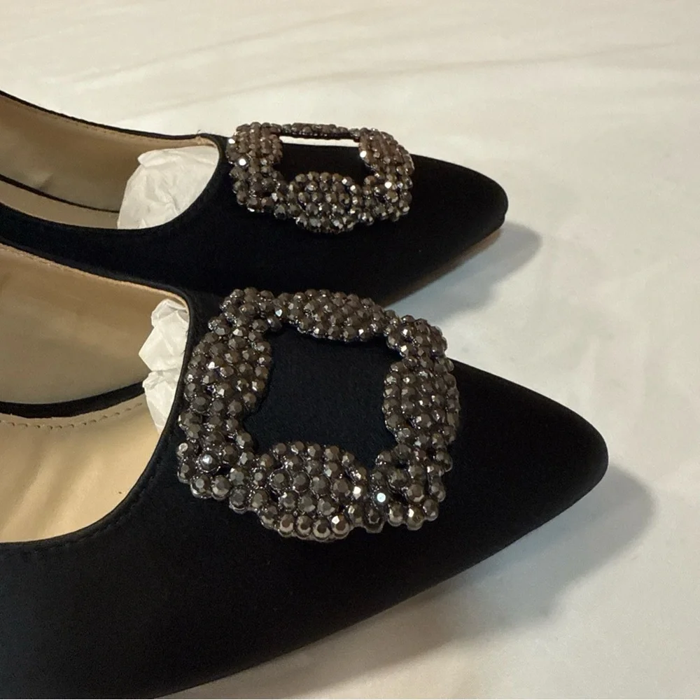 Chic Black‎ Embellished Slingback Heels